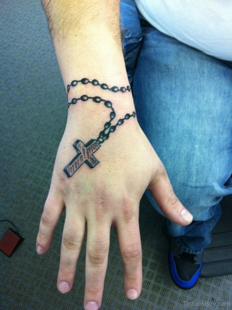 Hands Hold Cross and Rosary Best Temporary Tattoos| WannaBeInk.com