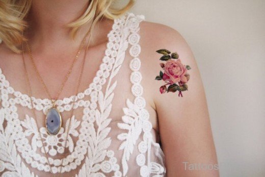 Rose Flower Tattoo On Shoulder