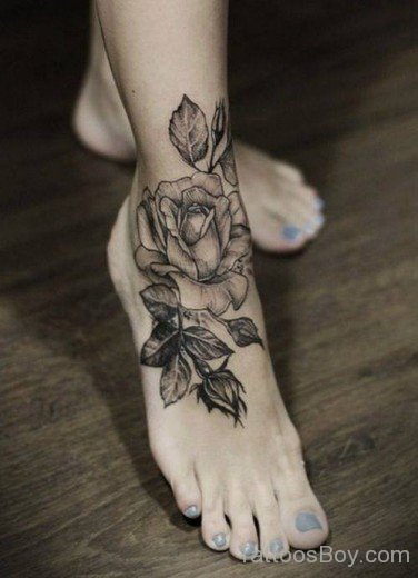 Rose Tattoo Design On Ankle