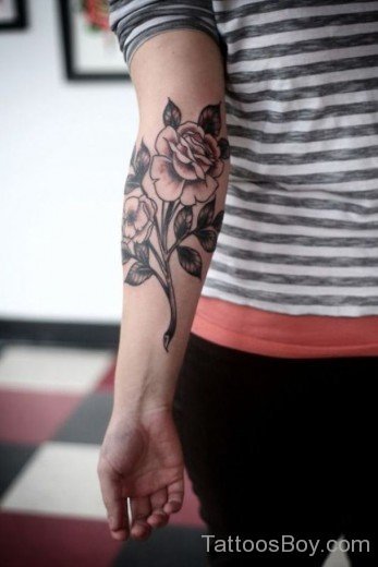 Rose Tattoo Design On Elbow