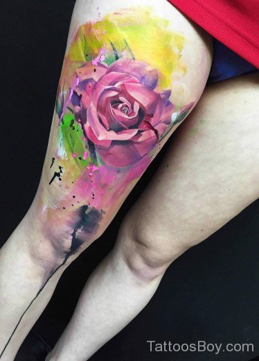 Rose Tattoo On Thigh