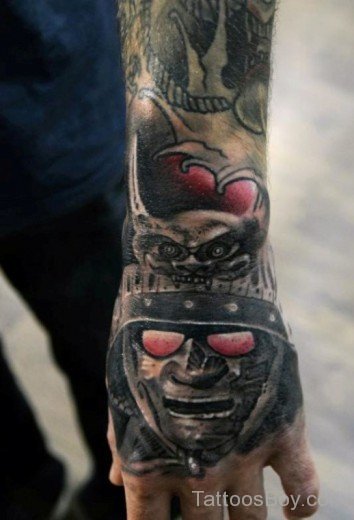 Samurai Warrior Tattoo On Hand