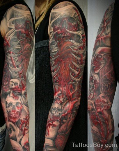 Skull Tattoo Ob Full Sleeve