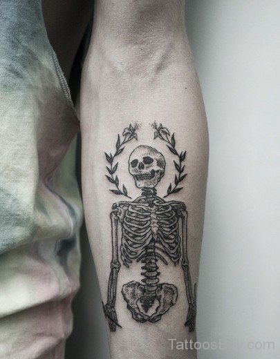 Skull Tattoo On Elbow