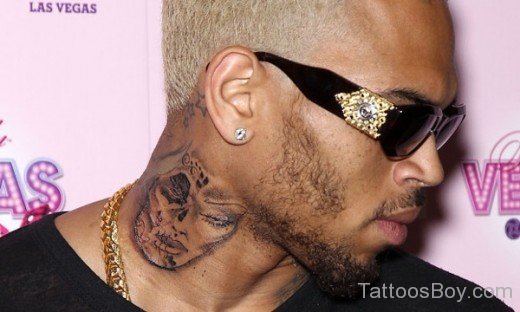 Skull Tattoo On Neck