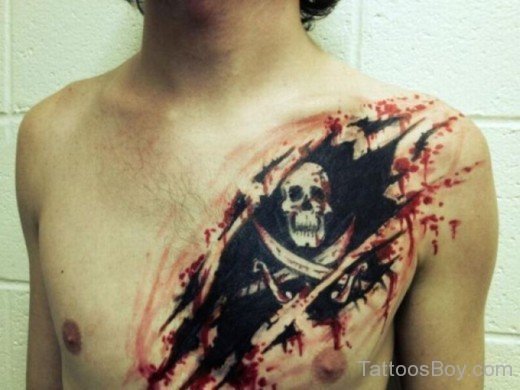 Skull Tattoo On chest