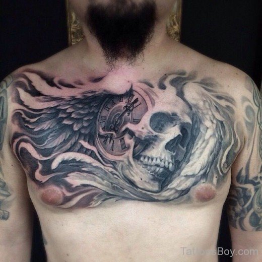 Skull Tattoo On chest