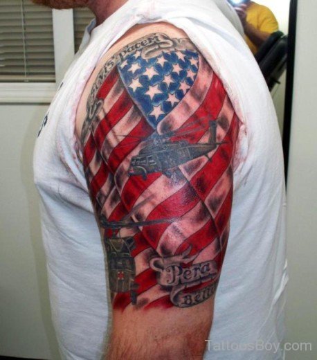 Smashing American Flag Tattoo
