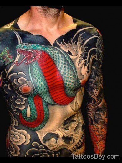 Snake Tattoo On Chest