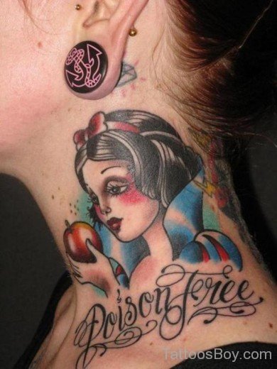 Snow White Tattoo On Neck