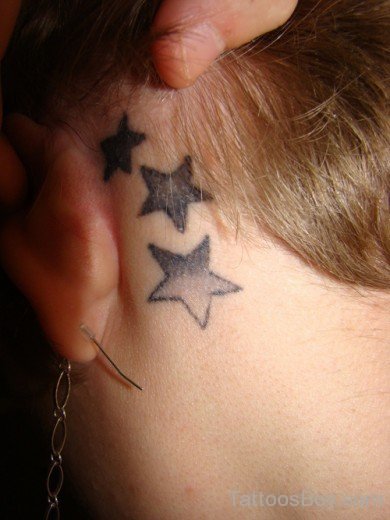Star Tattoo Design On Behind Ear