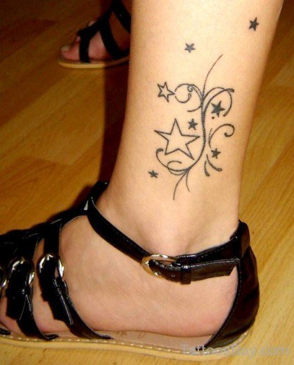 Star Tattoo Design On Ankle 