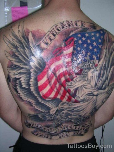 American Flag Tattoo On Back 