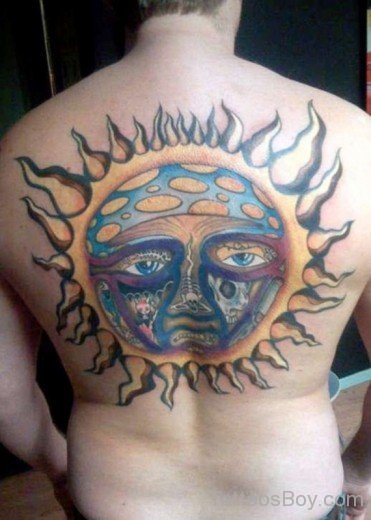 Sun Tattoo On Back