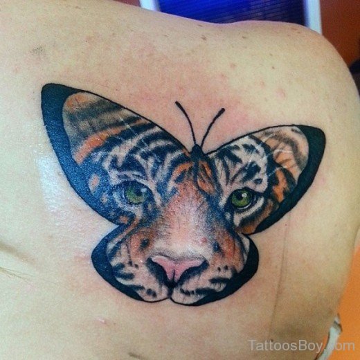 Tiger Butterfly Tattoo On Back