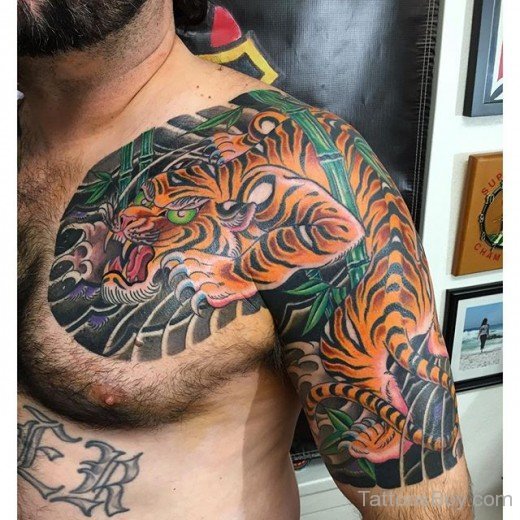 Tiger Tattoo Design On Chest 
