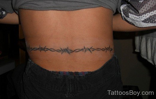 Tribal Barbed Wire Tattoo On Lower Back