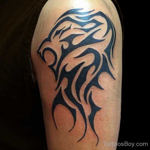 Tribal Lion Tattoo Design On Shoulder