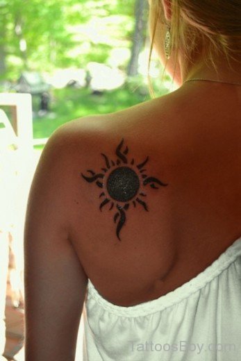 Tribal Sun Tattoo On Back