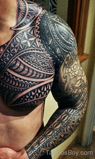 Tribal Tattoo On Chest