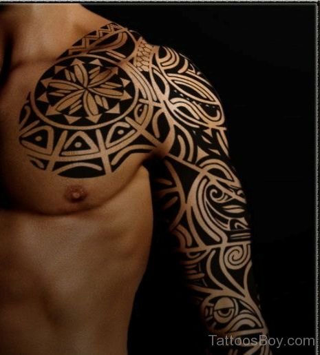 Tribal Tattoo On Full Sleeve