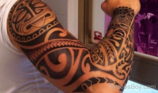 Tribal Tattoo On Full Sleeve