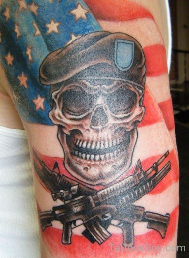 US Falg And Skull Tattoo