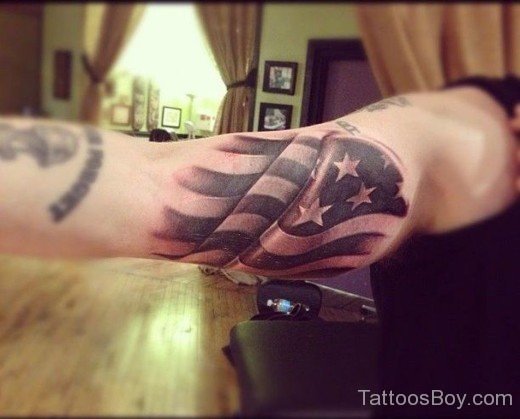 Wonderful American Flag Tattoo On Bicep