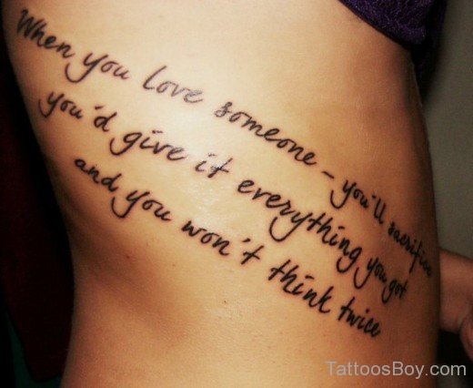 Wording Tattoo On Rib