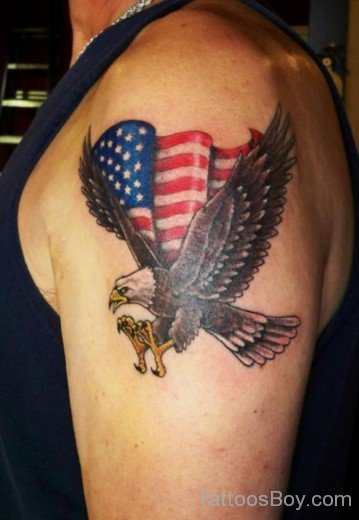 Beautiful Eagle and American Flag Tattoo