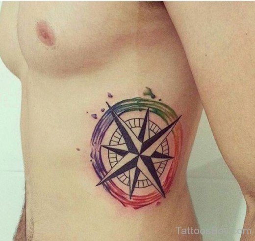 Compass Tattoo Design On Rib