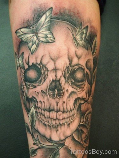 Skull And Butterfly Tattoo