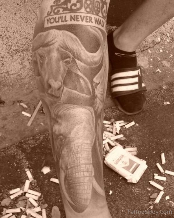 Animal Tattoo On Leg