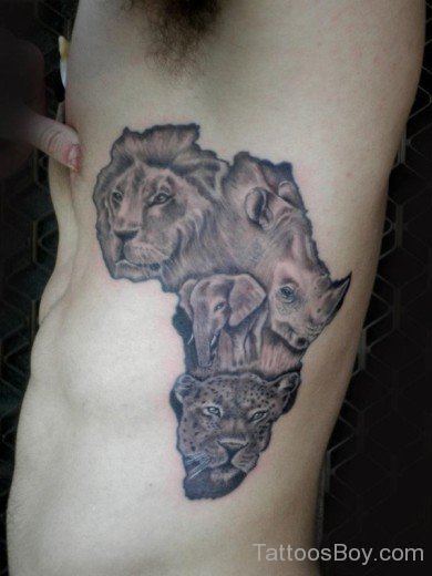 African Animal Tattoo On Rib-TB1004