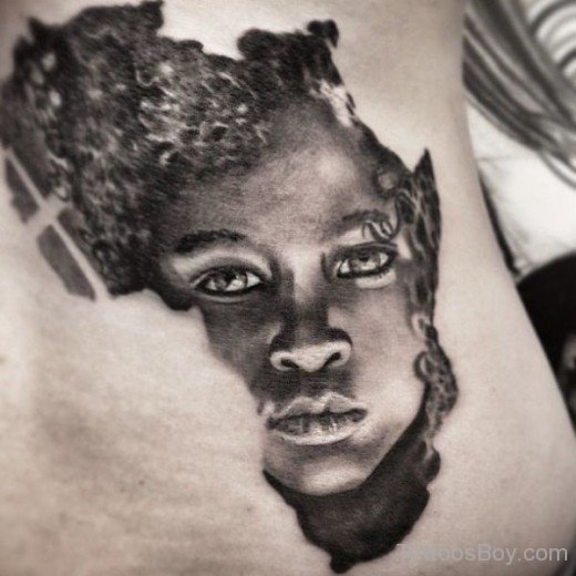 African Girl And Map Tattoo-TB1011