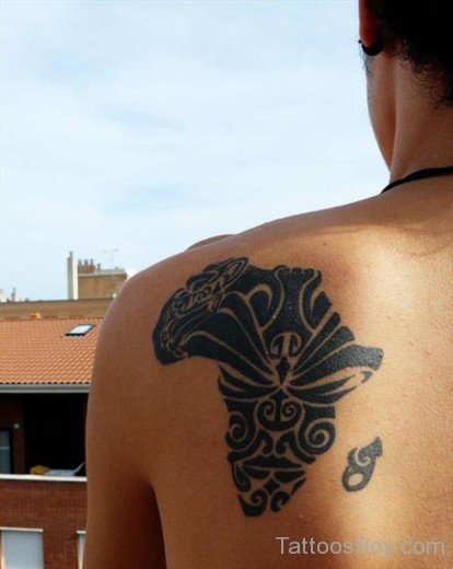 African Map Tattoo Design On Back-TB1018