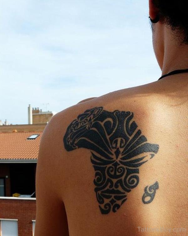 African Map Tattoo Design On Back