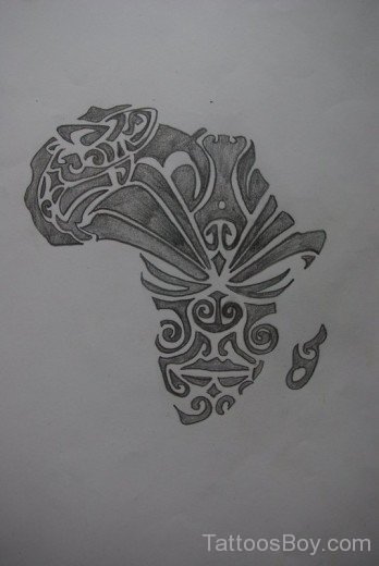 Tribal Map Tattoo Design 