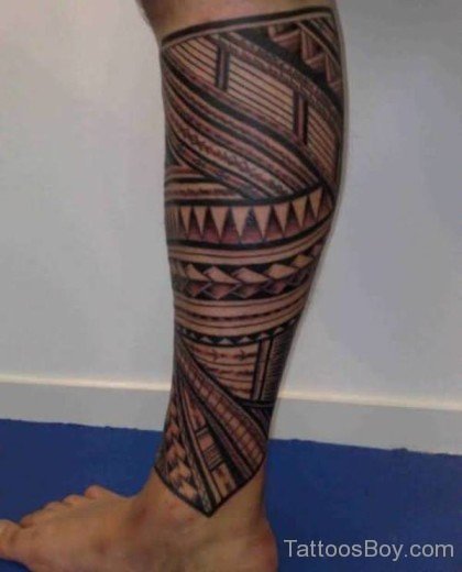 Tribal Tattoo On Leg