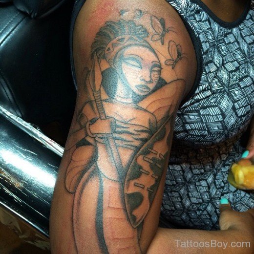 African Warrior Girl Tattoo-TB1050