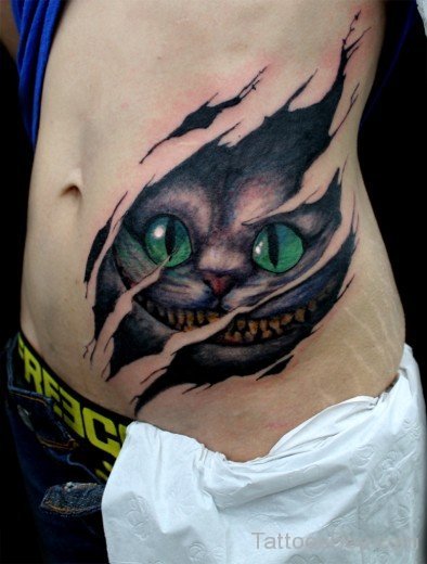 Alice Cat Tattoo On Rib-TB12001