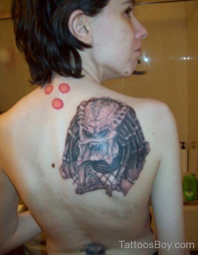 Alien Face Tattoo On Back-TB103