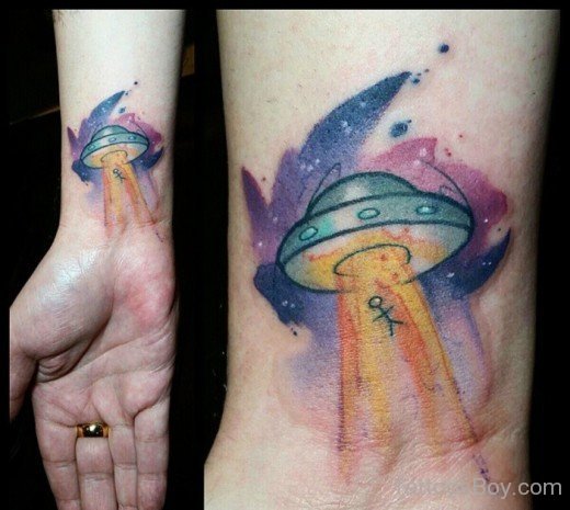 Alien Ship Tattoo On Wrist-TB105