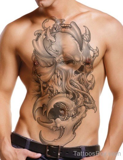 Alien Skull Tattoo On Chest-TB107