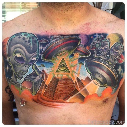 Alien Tattoo On Chest-TB119