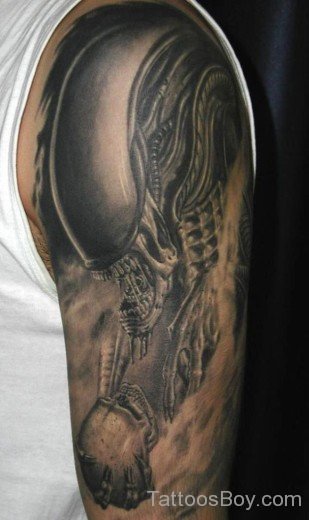 Alien Tattoo On Half Sleeve-TB122