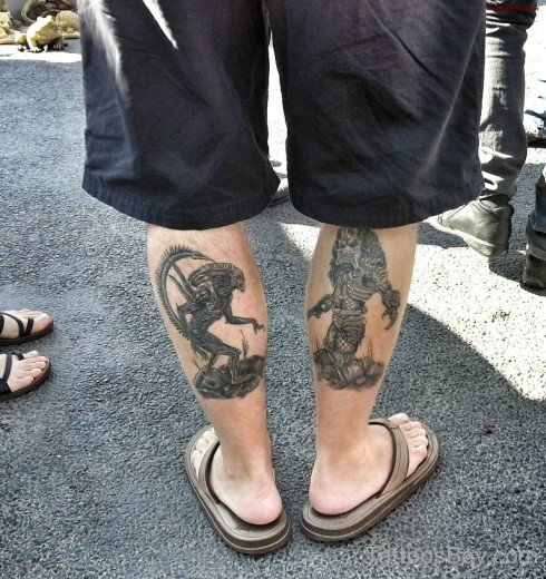 Alien Tattoos On Leg-TB125