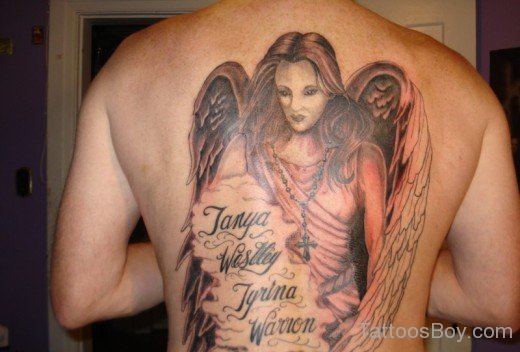 Amazing Angel Tattoo On Back-TB12001