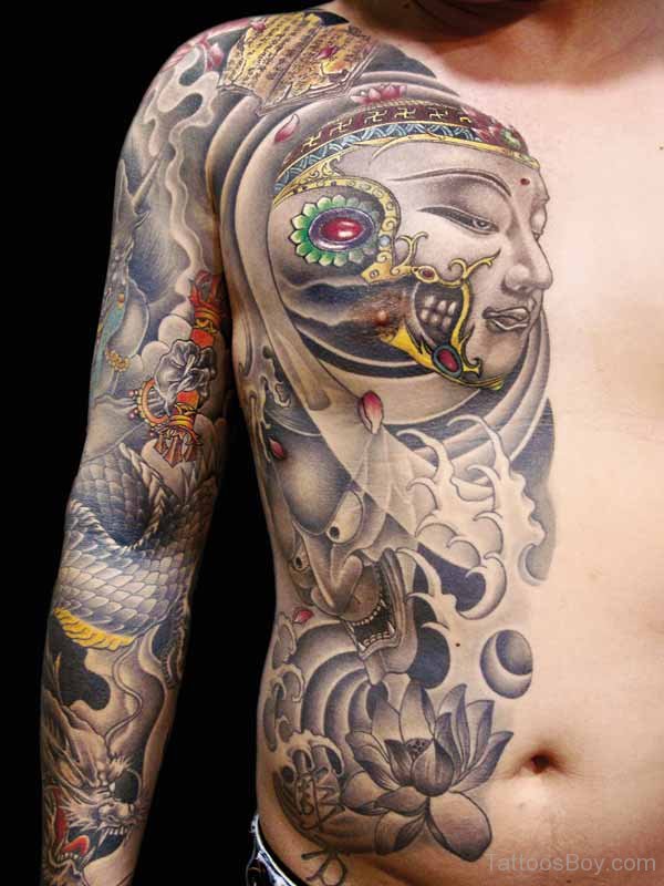 Amazing Asian Tattoo On Chest