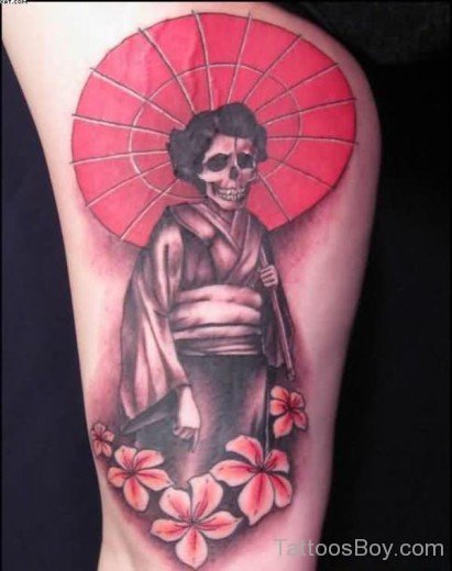 Amazing Japanese Zombie Geisha Tattoo-TB1001